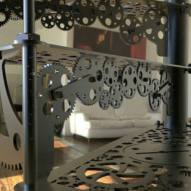 Escalier Steampunk Nautilius avec engrenages